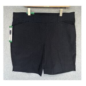 Hilary Radley Womens Shorts Black White Polka Dots Front Pockets Size XL NWT